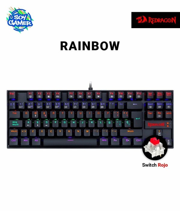 Teclado Redragon K552 Kumara 2 Rainbow Negro (Rojo]