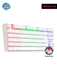 Teclado Redragon K552W Kumara RGB Blanco (Rojo]