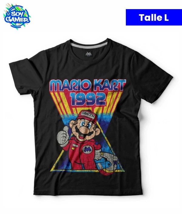 Remera RU211 Mario Kart 1992 Negra L