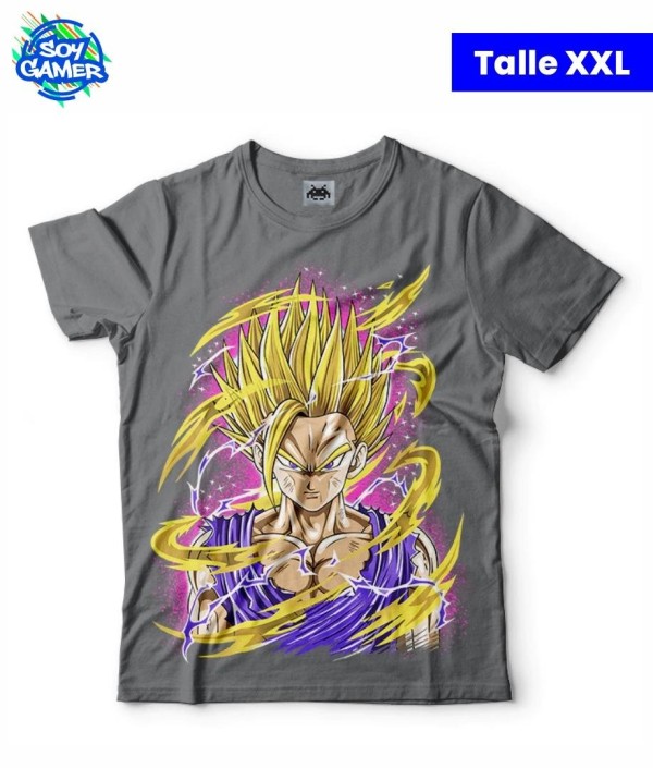 Remera RU214 Gohan SSj con violeta Gris XXL