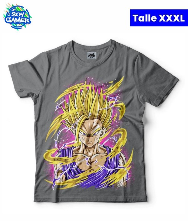 Remera RU214 Gohan SSj con violeta Gris XXXL