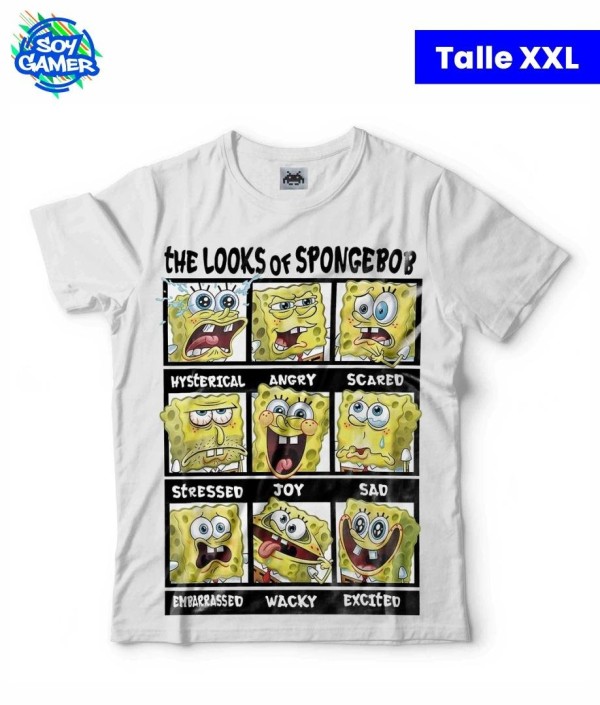 Remera Bob Esponja Estados de animo Blanca XXL