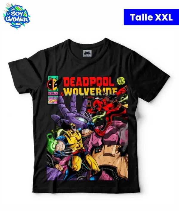 Remera RU354 Deadpool vs Wolverine Negra XXL
