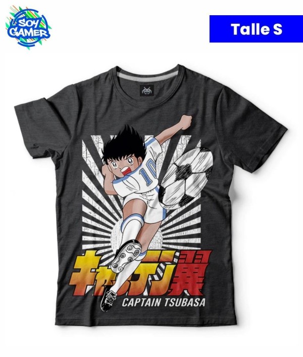 Remera RU297 Capitan Tsubasa patada Gris Topo S