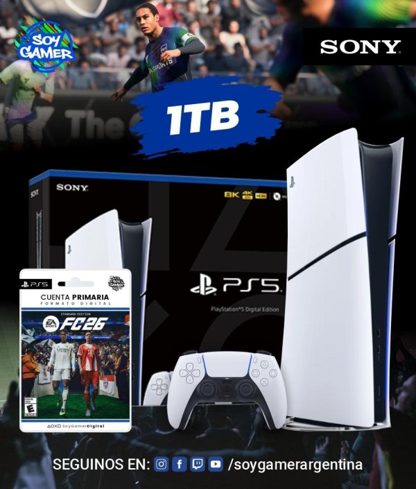 Consola PS5 Slim DIGITAL 1TB + FC 26 (DIGITAL]