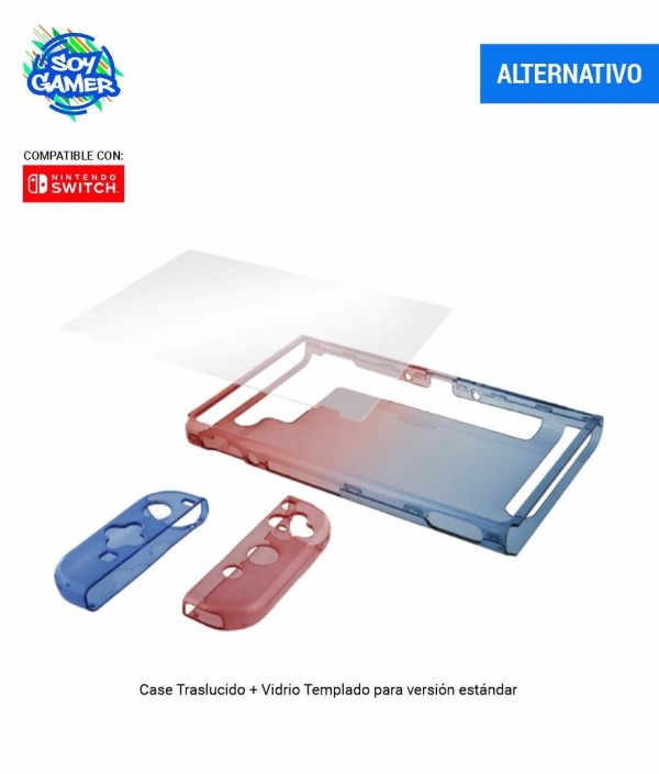 Case Protector Switch Translucido Azul y Rojo