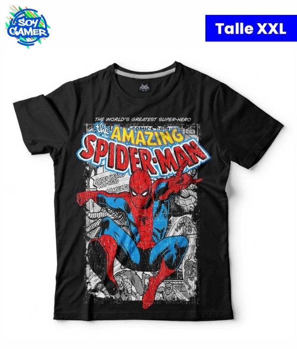 Remera RU222 Amazing Spiderman Comic Negra XXL